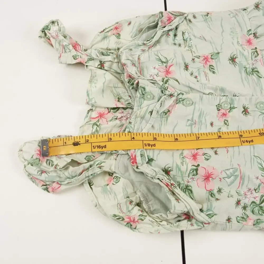 Janie and Jack Mint Floral Gren Ruffle Trim Dress Girls Sz 6